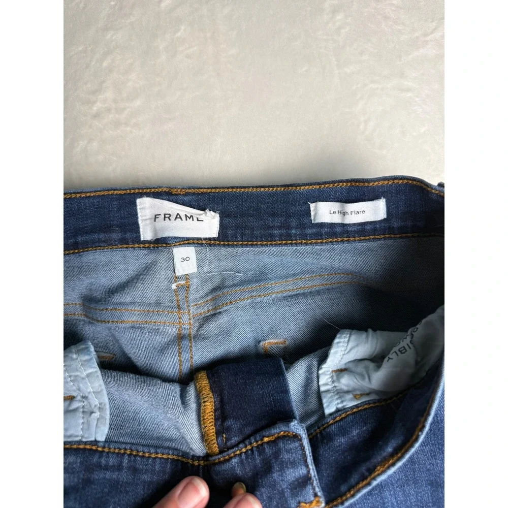 FRAME Le High Flare Jeans Dark Wash Denim High Rise Size 30